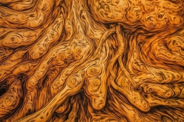 Bella struttura di legno rustica e astratta nei toni del giallo arancio e sfondo marrone