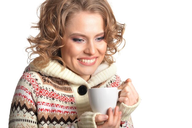 Bella tazza della tenuta della donna