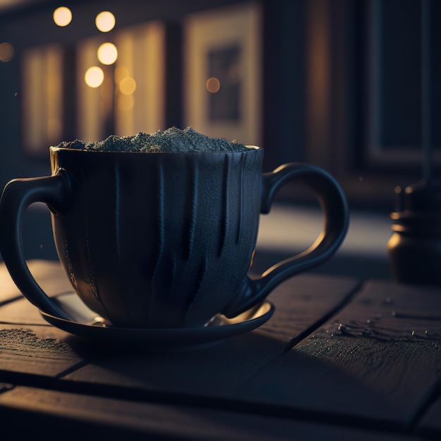 Bella tazza di caffè con paesaggio innevato IA generativa