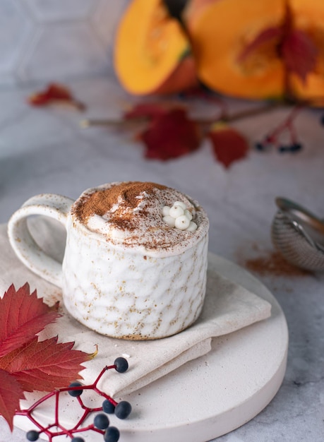 Bella tazza di caffè sul tavolo di legno con biscotti al cioccolato tono pastello verticale