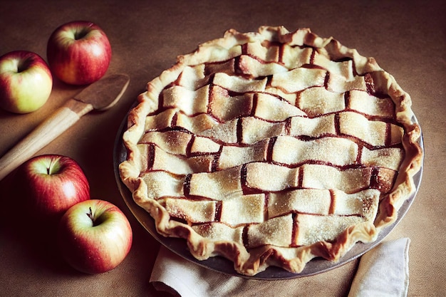 Bella torta di mele per il dessert stagionale delle vacanze