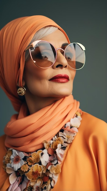 Bella vecchia donna araba con gli occhiali