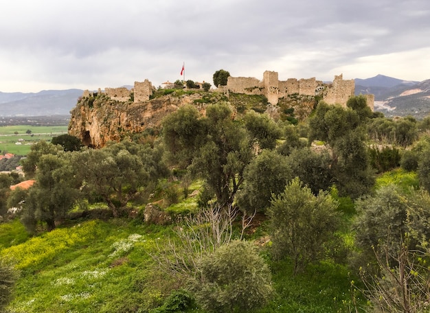 Bella vista del castello di becin milas turchia in primavera?