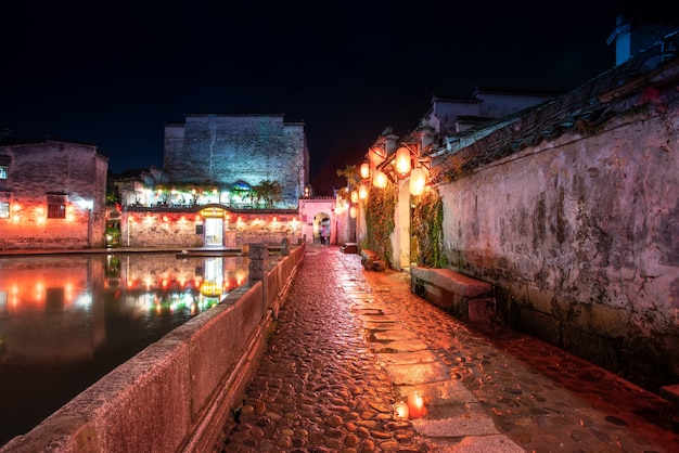 Bella vista del villaggio di Hongcun, Hweichow, Cina