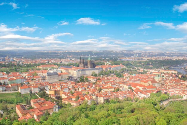 Bella vista della Cattedrale di San Vito, del Castello di Praga e di Mala Strana a Praga, Repubblica Ceca