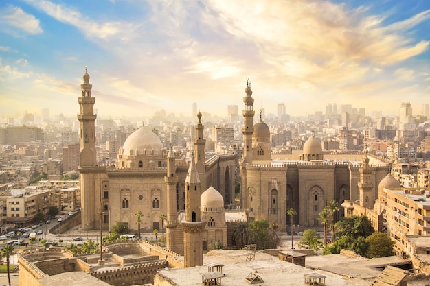 Bella vista della Moschea-Madrasa del Sultano Hassan al Cairo, in Egitto