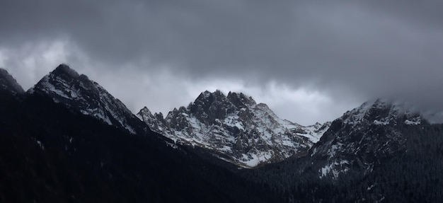 Bella vista delle Alpi innevate in alta risoluzione e acutezza concetto di paesaggio