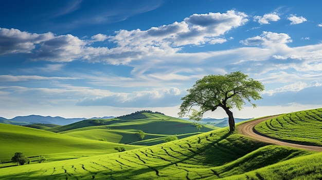 Bella vista delle alte montagne e del cielo al mattino