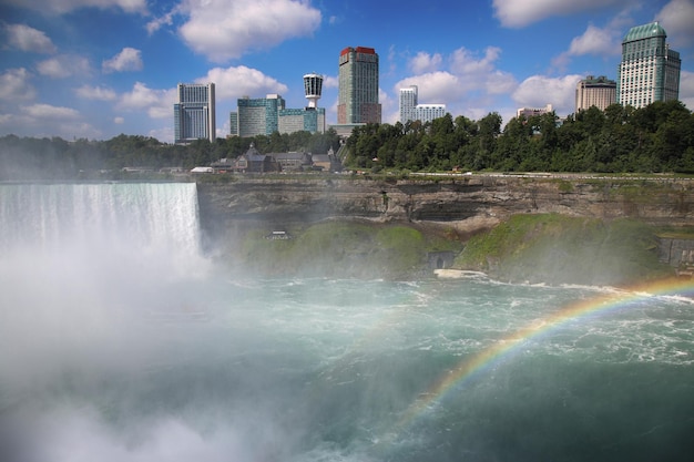 Bella vista delle Cascate del Niagara con Rainbow da New York State USA