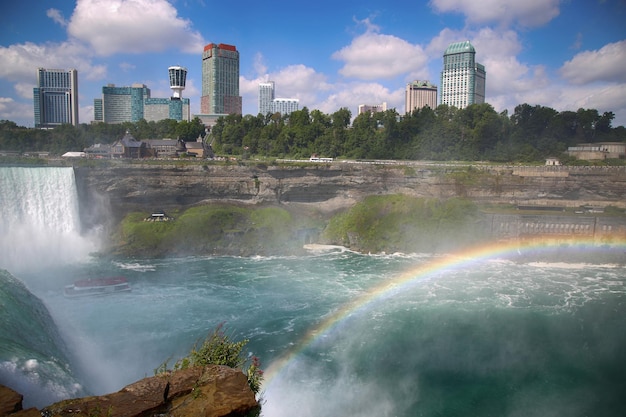 Bella vista delle Cascate del Niagara con Rainbow da New York State USA