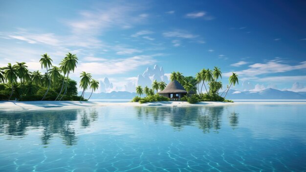 Bella vista delle Maldive Resort Isola tropicale con cielo blu limpido acqua e cocco alberi