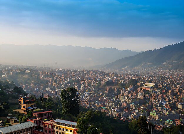 bella vista mattutina della valle di Kathmandu in Nepal