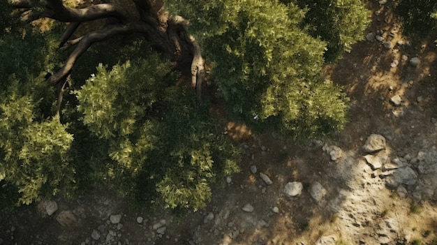 Bella vista naturale del fondo di struttura dell'olivo dall'alto hd