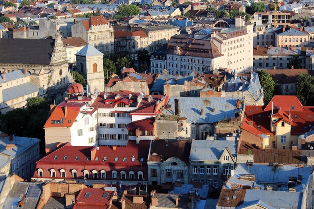 Bella vista sui tetti della città di Lvov