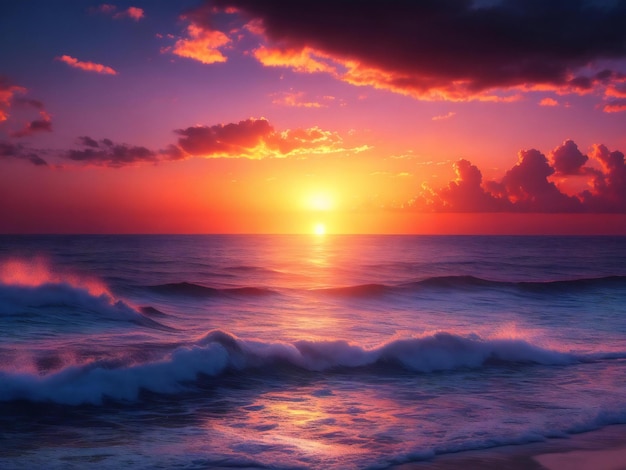 Bella vista sul mare al tramonto ai generato