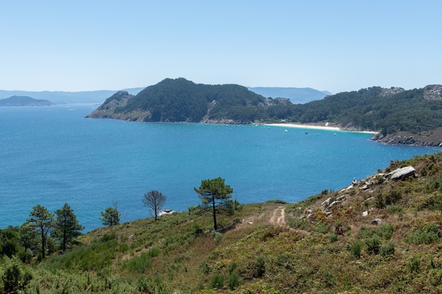 Bella vista sul mare, parco nazionale delle isole atlantiche, "Islas Cies", Galizia, Spagna