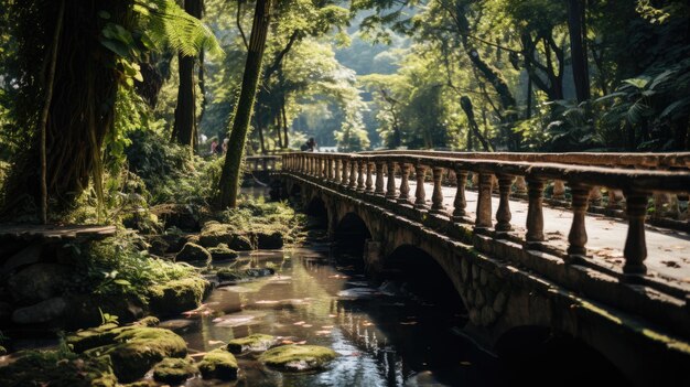 bella vista sul verde e un ponte nella foresta