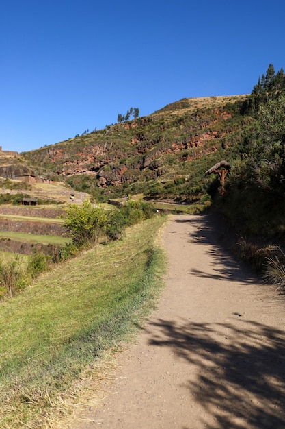 Bella vista sulle rovine di Pisac a Cusco