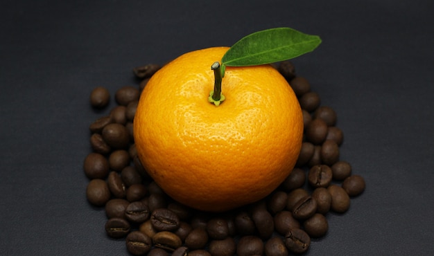 belle arance, chicchi di caffè, servizio fotografico