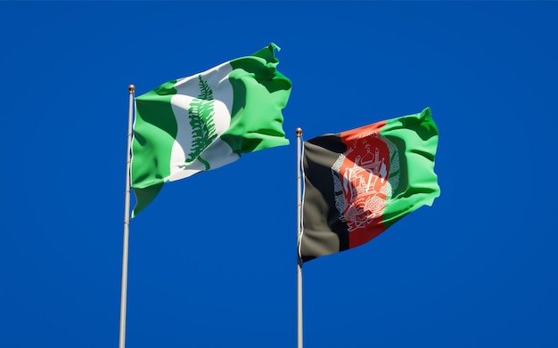 Belle bandiere dello stato nazionale dell'Afghanistan e dell'isola Norfolk