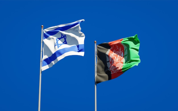 Belle bandiere dello stato nazionale dell'Afghanistan e di Israele