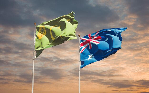 Belle bandiere dello stato nazionale dell'Australia e dell'isola di Cocos insieme