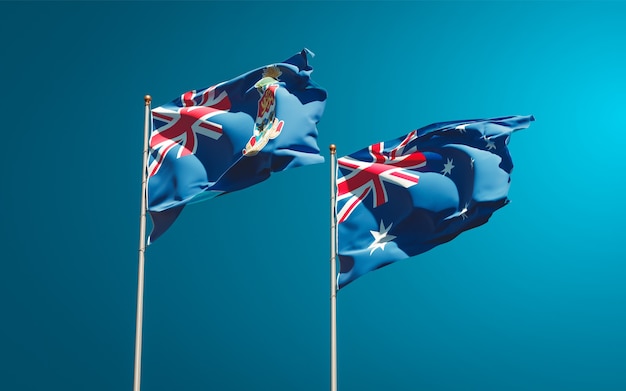 Belle bandiere dello stato nazionale dell'Australia e delle Isole Cayman insieme