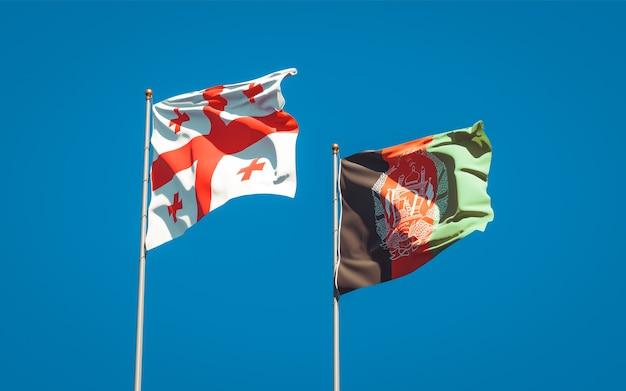 Belle bandiere di stato nazionali dell'Afghanistan e della Georgia