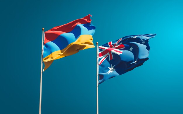 Belle bandiere di stato nazionali dell'Australia e dell'Armenia insieme
