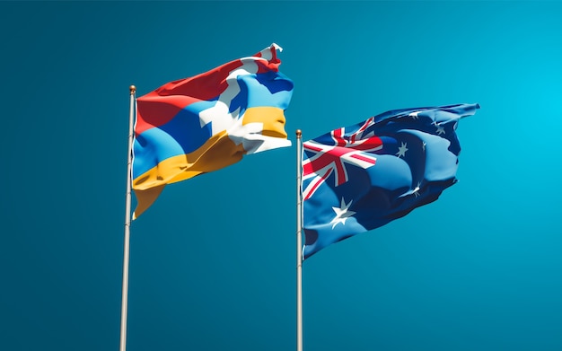 Belle bandiere di stato nazionali dell'Australia e dell'Artsakh insieme