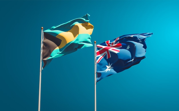 Belle bandiere di stato nazionali dell'Australia e delle Bahamas insieme