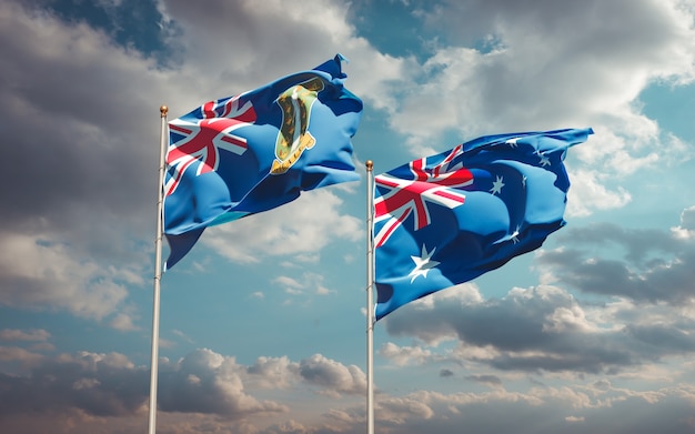 Belle bandiere di stato nazionali dell'Australia e delle Isole Vergini britanniche insieme