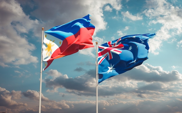 Belle bandiere di stato nazionali di Filippine e Australia insieme