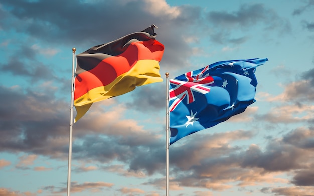 Belle bandiere di stato nazionali di Germania e Australia insieme