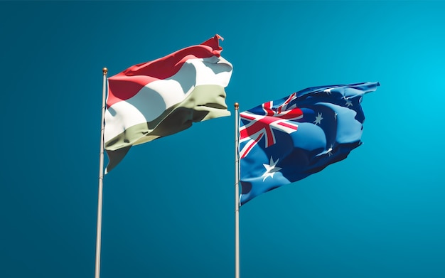 Belle bandiere di stato nazionali di Ungheria e Australia insieme