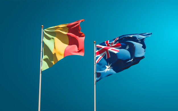 Belle bandiere nazionali dello stato del Mali e dell'Australia insieme