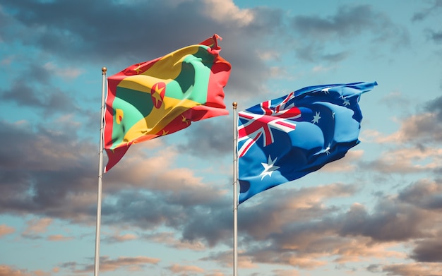 Belle bandiere nazionali dello stato di Grenada e Australia insieme