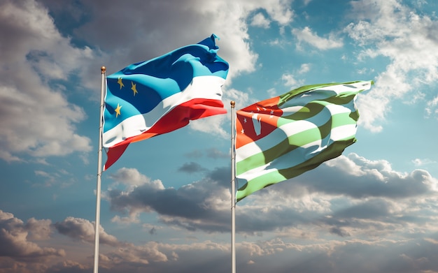Belle bandiere nazionali di stato della Gagauzia e dell'Abkhazia insieme