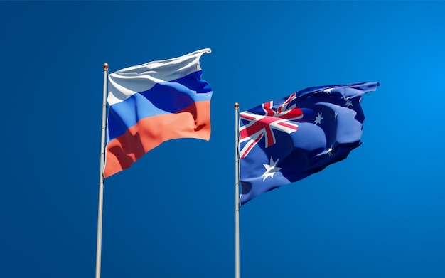 Belle bandiere nazionali di stato della Russia e dell'Australia insieme