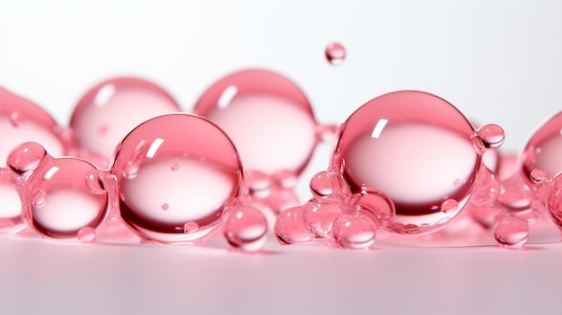 Belle bolle di gas rosa cosmetiche trasparenti acqua immagine generata dall'IA