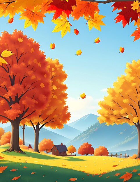 Belle foglie d'autunno Concetto di fantasia Pittura di illustrazione