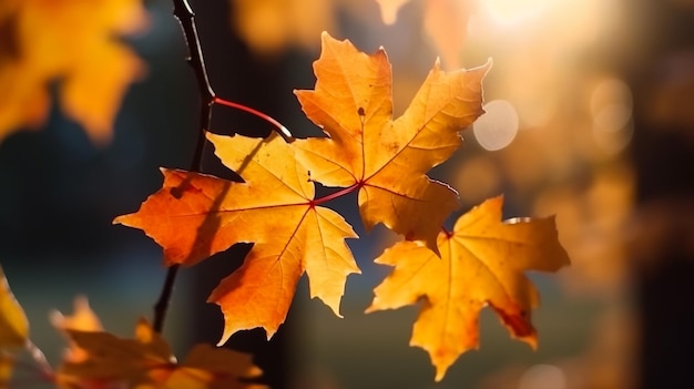 belle foglie di acero nella giornata di sole autunnale