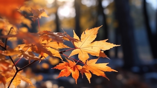 belle foglie di acero nella giornata di sole autunnale