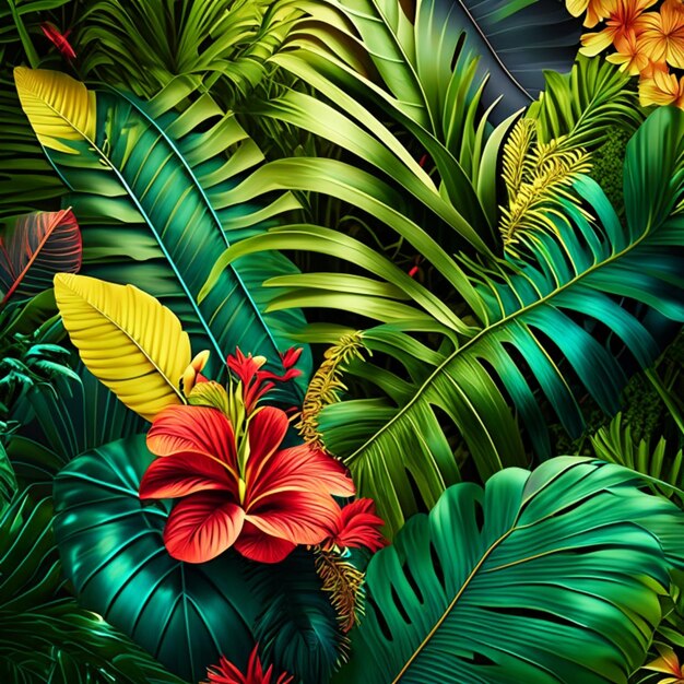 Belle foglie tropicali sullo sfondo
