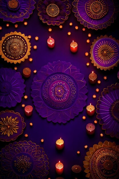 Belle lampade di Diwali bianche e sfondi accesi durante la celebrazione