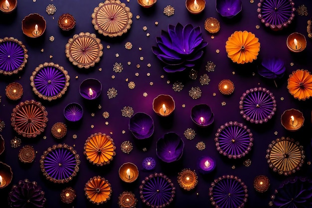 Belle lampade di Diwali bianche e sfondi accesi durante la celebrazione