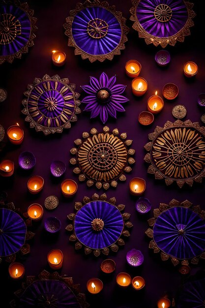 Belle lampade di Diwali bianche e sfondi accesi durante la celebrazione