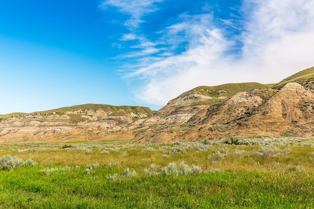 Belle montagne di Badlands a Drumheller in Canada