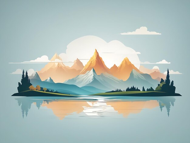 Belle montagne paesaggio sfondo walpaper ilustrations