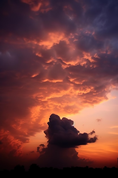 Belle nuvole al tramonto al tramonto viola grattacielo e nuvole stagliate